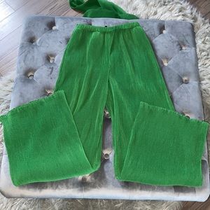 Pleated Green Pant Set